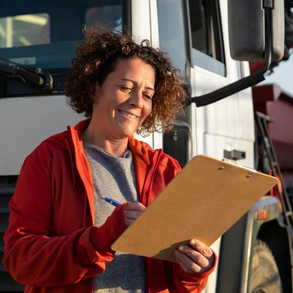 Experienced driver reviewing shipment documents for a trucking company in Vancouver ensuring accurate freight coordination