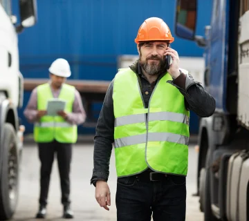 Logistics supervisor coordinating freight operations by phone for a Logistics company in Vancouver