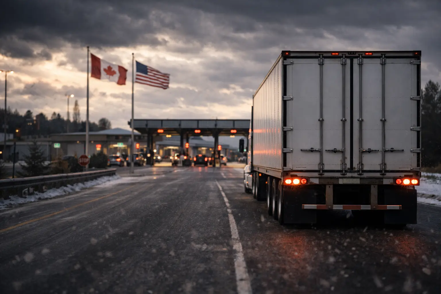 Truck loading at warehouse dock representing cross border shipping solutions and coordinated logistics operations
