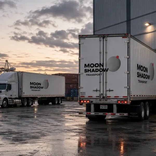 Cross Border Shipping trucks crossing the Canada USA commercial border checkpoint