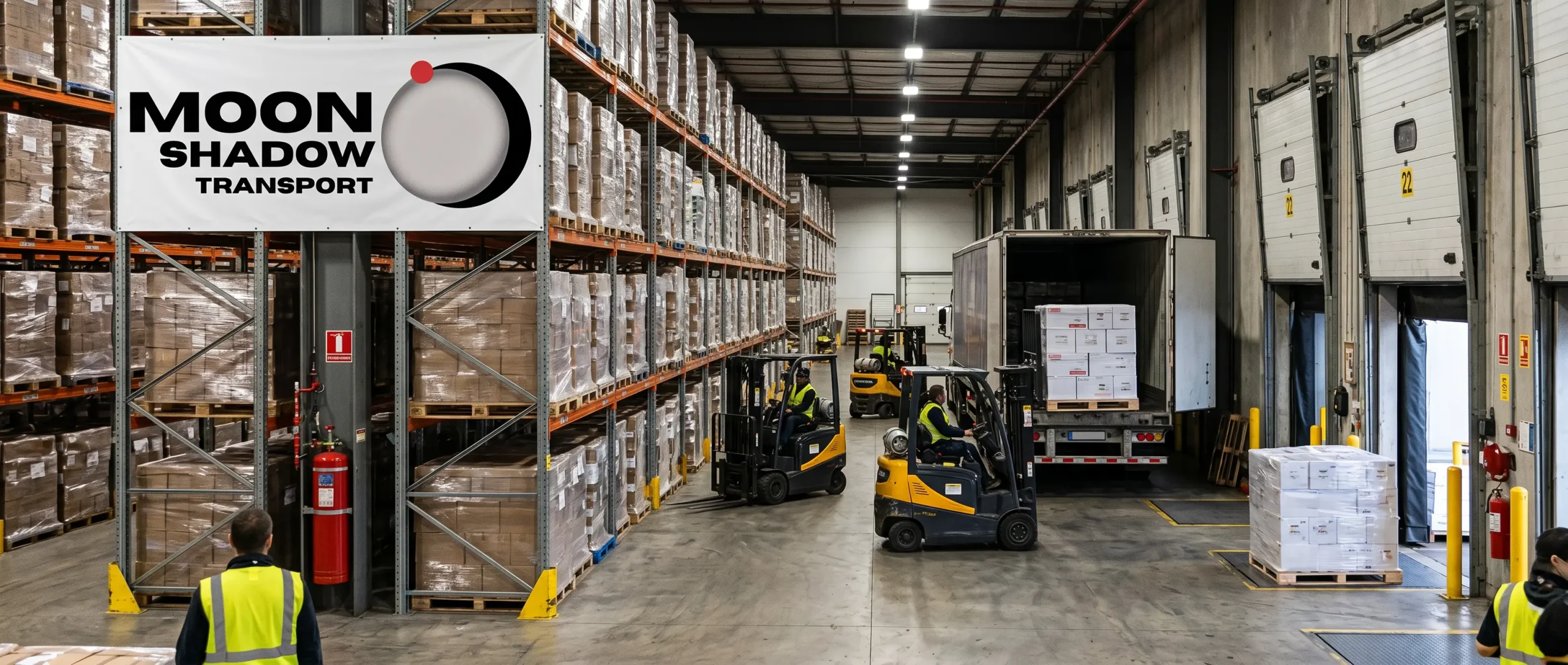 Freight services for businesses branded commercial transport trailer