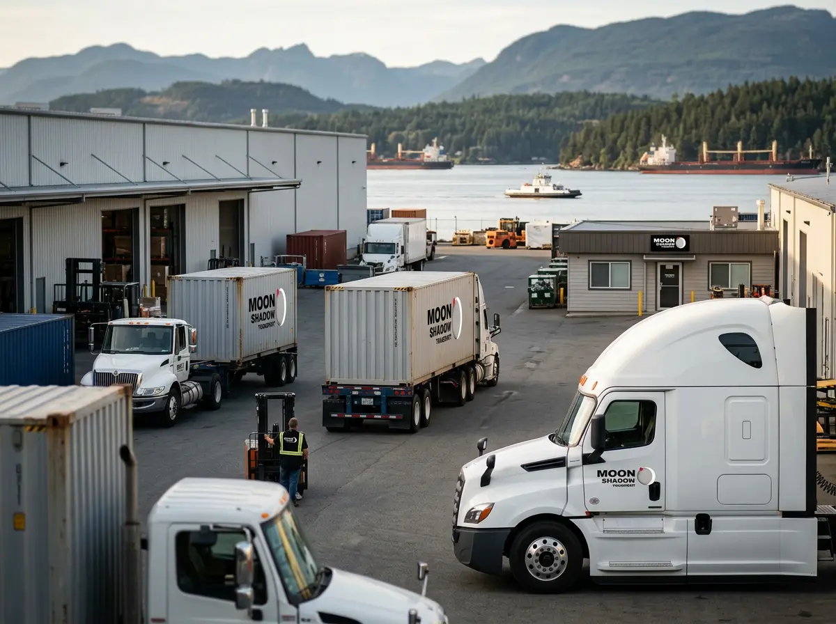 Cross-Border Freight Canada–USA managed through automated warehouse systems and smart logistics technology