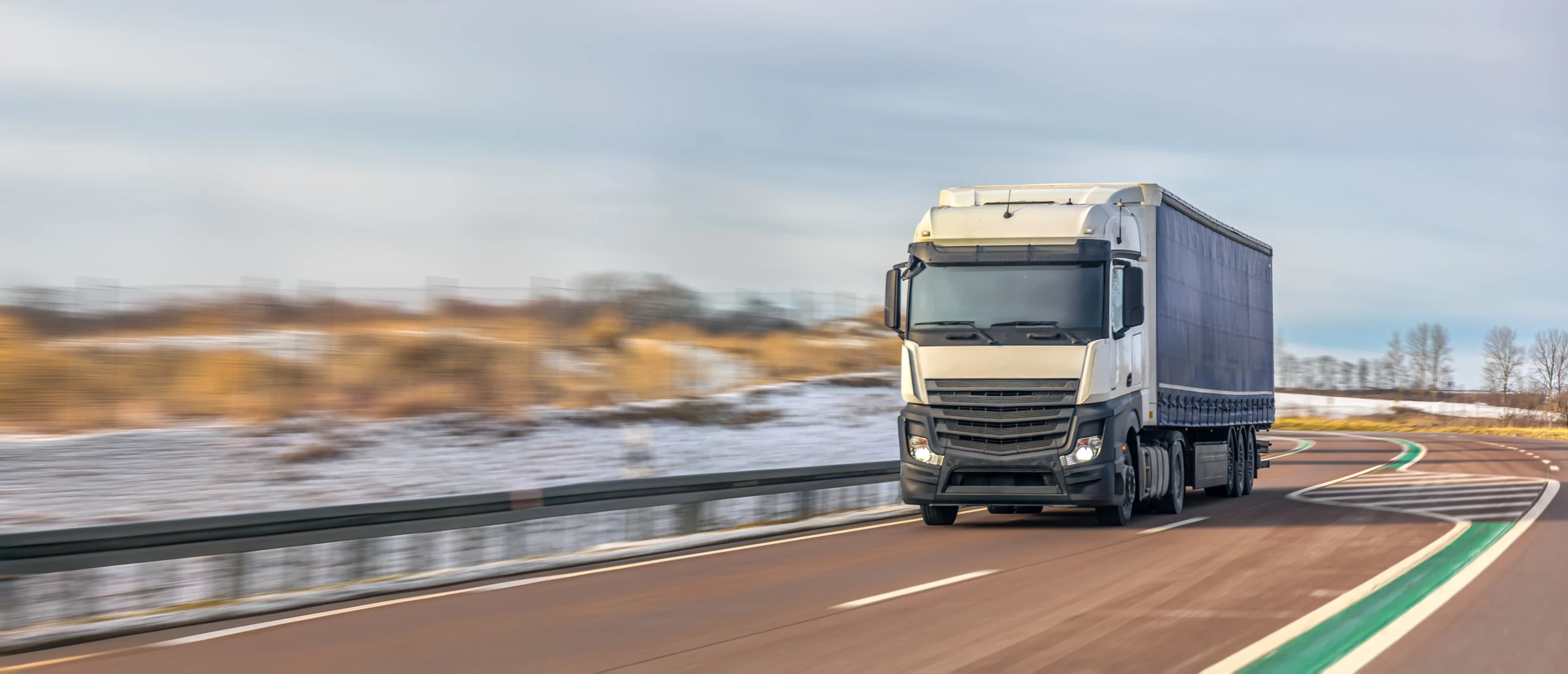 Cross-Border FTL Truckload Shipping driver securing a full truckload shipment before long-haul transportation