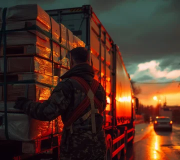 Cross Border FTL Truckload Shipping truck transporting a full trailer load on a regional highway route