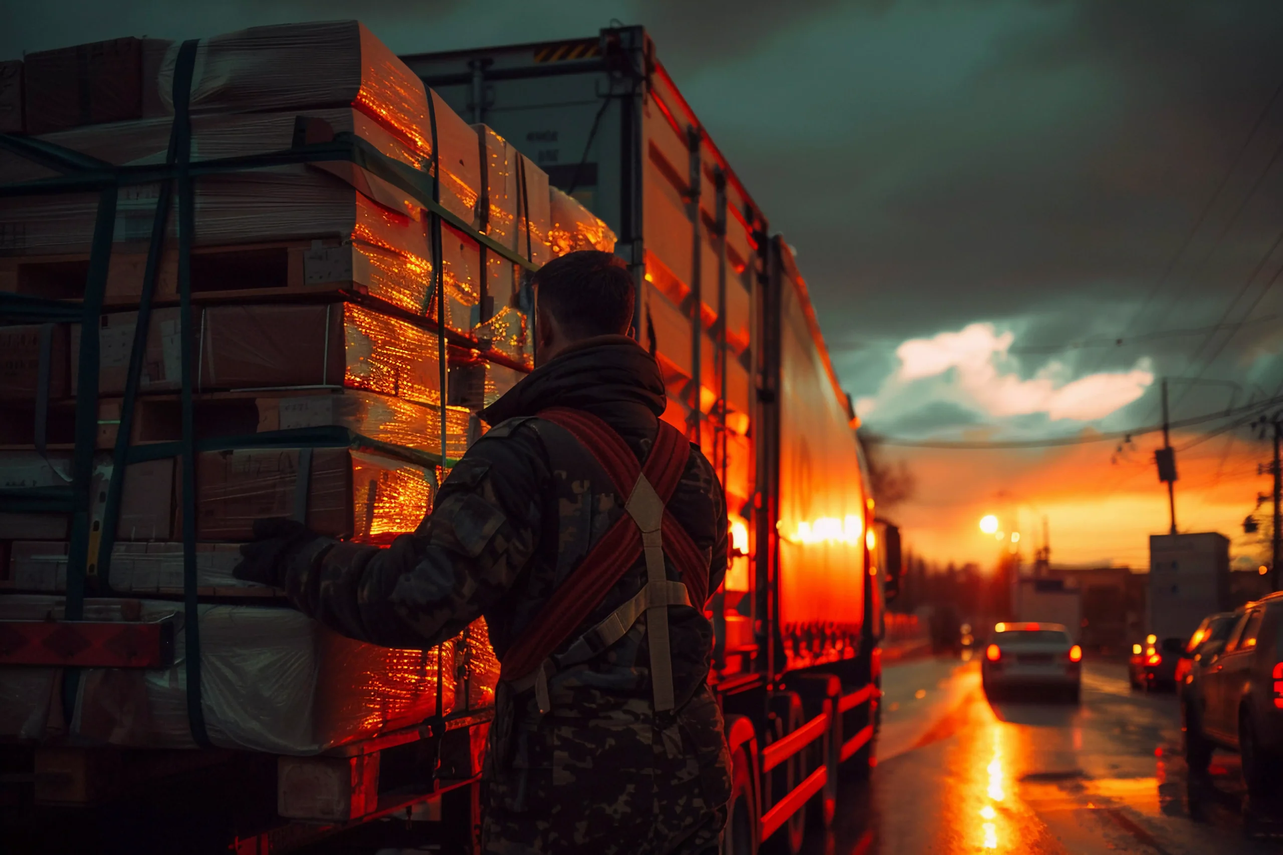 Cross-Border FTL Truckload Shipping truck transporting a full trailer load on a regional highway route