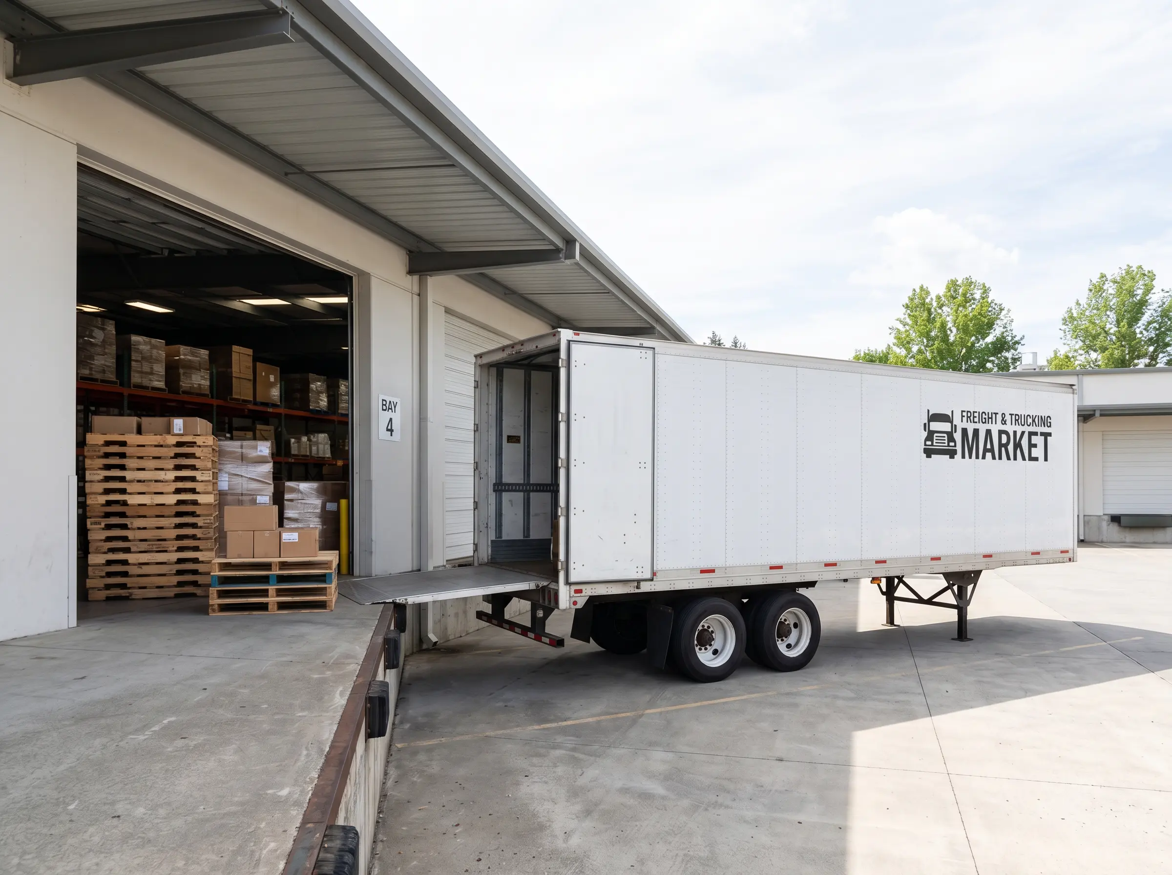 Vancouver Freight & Trucking Market warehouse dock with trailer positioned for freight loading and regional distribution operations