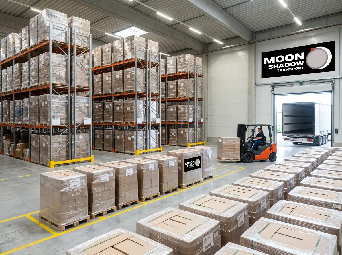 Transport in Vancouver warehouse distribution center with organized pallet storage and commercial freight loading operations