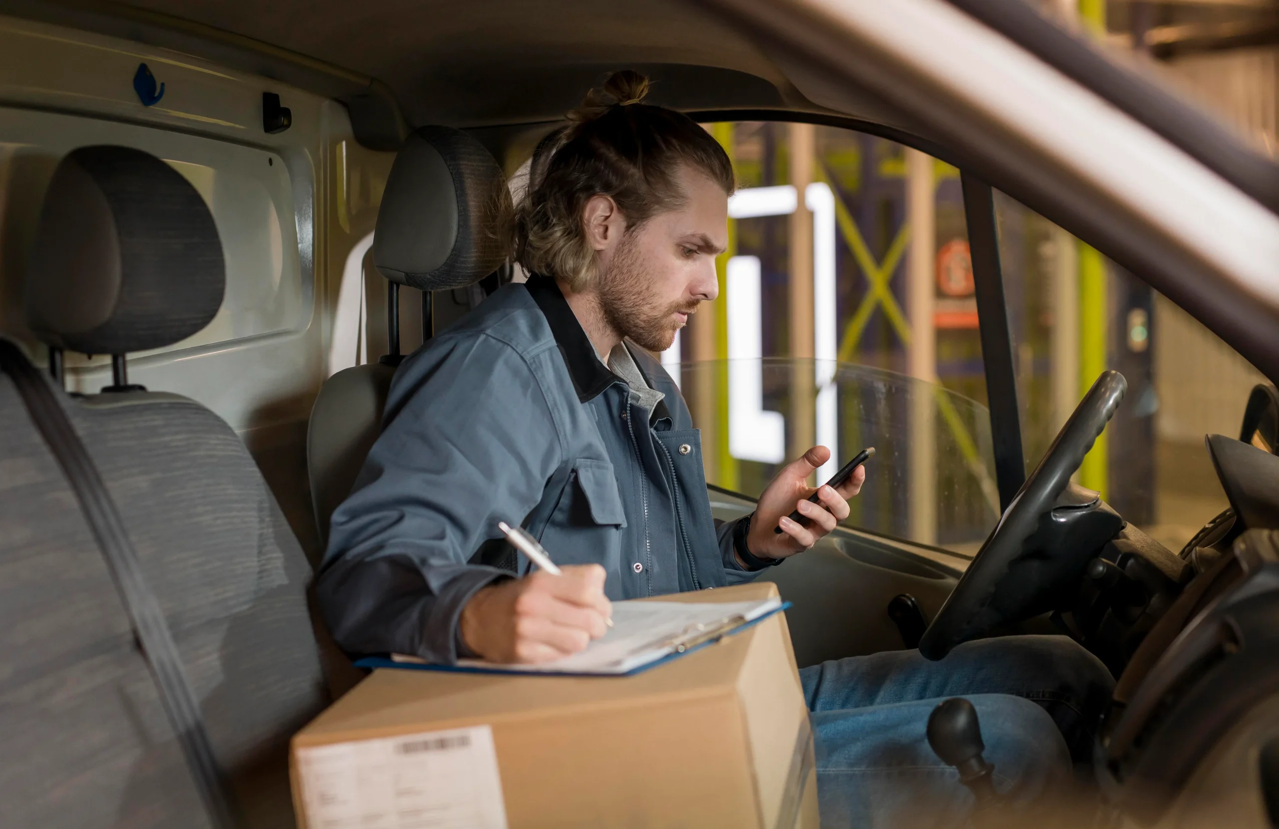 Local BC Transport Near Me driver coordinating shipment details and regional freight delivery