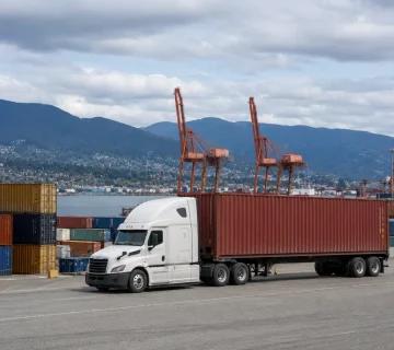 Vancouver Freight & Trucking Market commercial truck traveling through British Columbia mountain highway