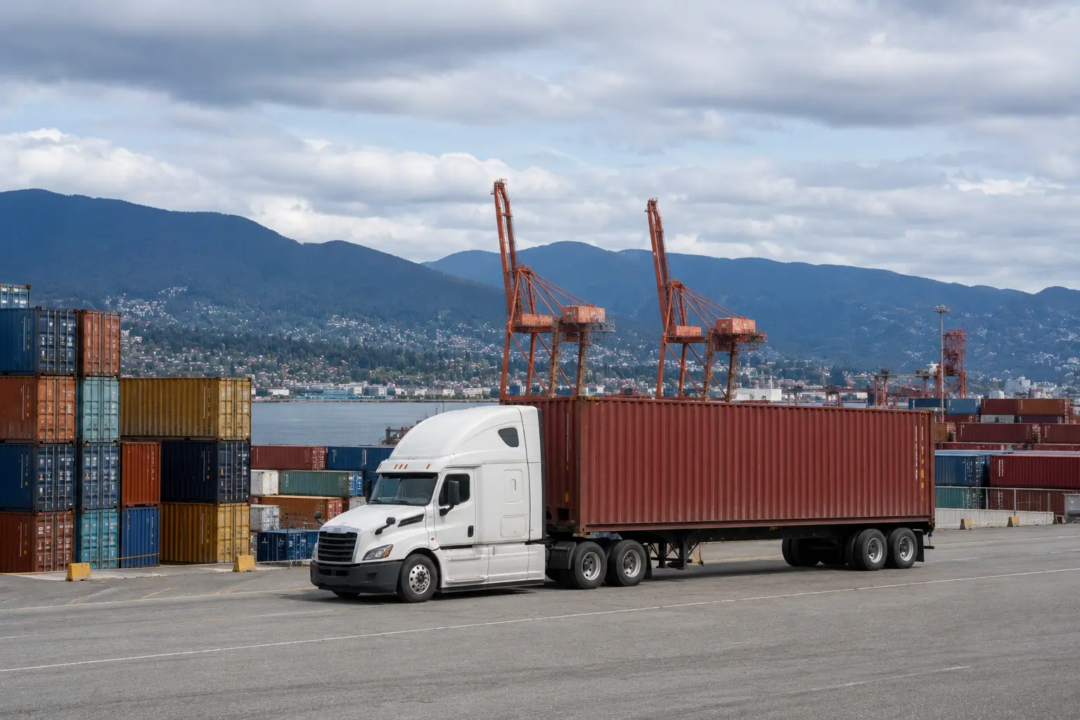 Vancouver Freight & Trucking Market commercial truck traveling through British Columbia mountain highway